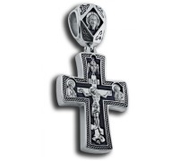 Крест нательный - Распятие Господа нашего Иисуса Христа, Святой великомученик Георгий Победоносец - арт. КСЧ 5026