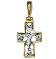Крест нательный пропильной, малый (серебро 925 с позолотой) - арт. 100724