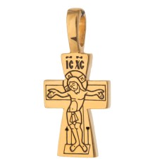 Крест нательный - Распятие и Ангел Хранитель (серебро 925 с позолотой) - арт. 100747
