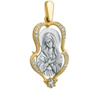 Образ Божией Матери "Умиление" (серебро 925 с позолотой), 25 фианитов - арт. 200610