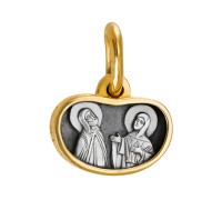 Образ "Св. Петр и Феврония" (серебро 925 позолотой) - арт. 200613