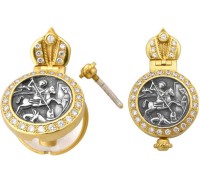 Образ-мощевик - "Св. Георгий Победоносец" (серебро 925 с позолотой) - арт. 200526