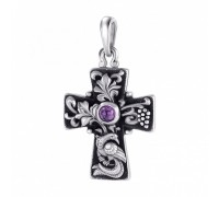 Нательный крест с молитвой "Да воскреснет Бог" (серебро 925) - арт. 837с