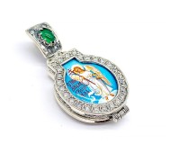 Складень - мощевик с иконой - Ангел Хранитель (серебро 925 финифть фианиты) - арт. 09-005-3