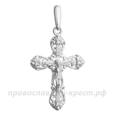 Крест с бриллиантами (белое золото 585) - арт. 11-0445