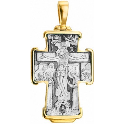 Крест нательный - "Покров" (серебро 925 с позолотой) - арт. 100617