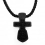 Крест деревянный с текстильным шнуром и серебряными вставками с молитвами - арт. 91050010001101