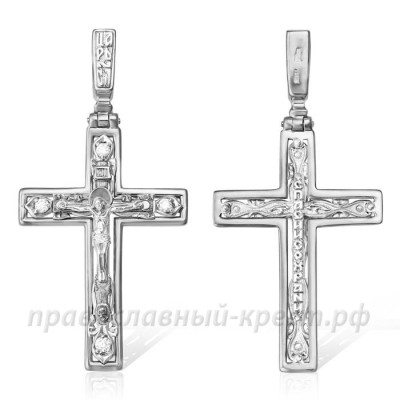Крест с бриллиантами (белое золото 585) - арт. 11-0257