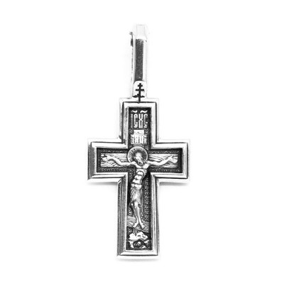 Крест нательный "Распятие Христово" с молитвой "Да воскреснет Бог" (серебро 925) - арт. 101.472