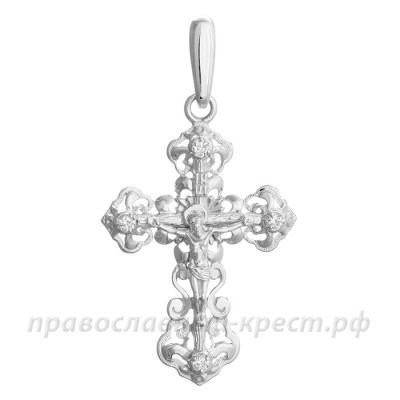 Крест с бриллиантами (белое золото 585) - арт. 11-0444