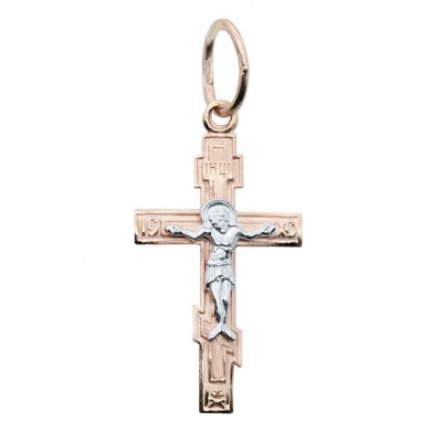 Крест нательный - Распятие Христово (комбинированное золото 585) - арт. 4-026