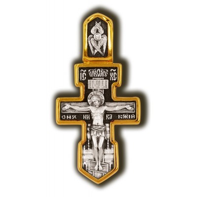 Крест нательный (православный) - Распятие Христово. Святитель Николай - арт. 8308