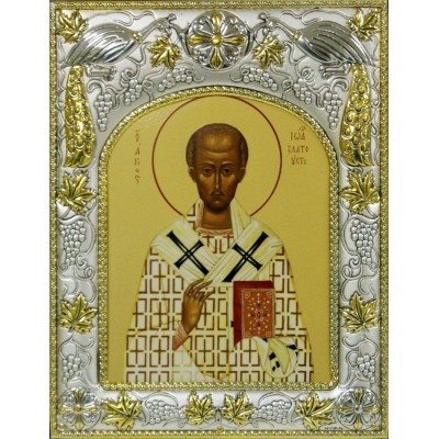 Икона в окладе - Святитель Иоанн Златоуст - арт. а028