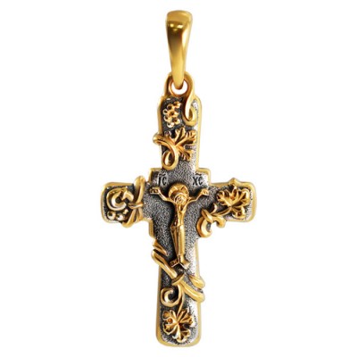 Крест - "Лоза" (серебро 925 с позолотой) - арт. 861